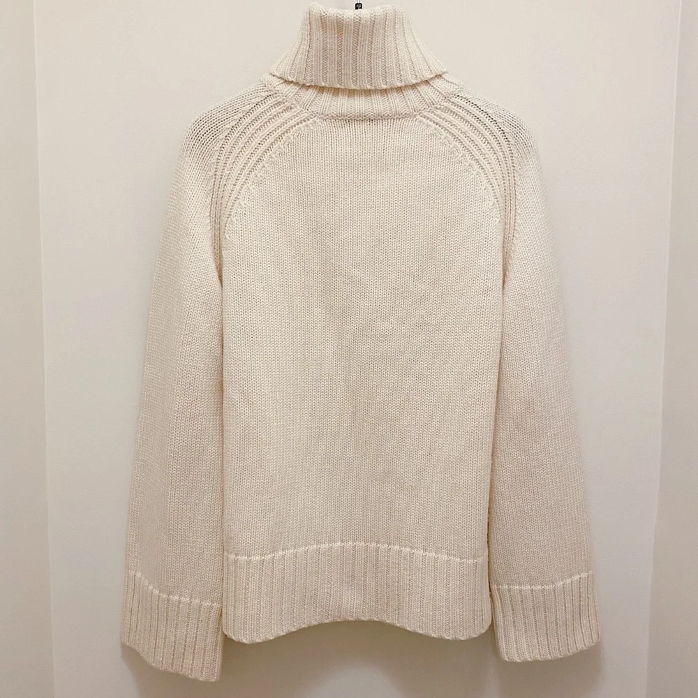 Joseph London Ivory Cream Wool Long Sleeve Turtleneck Knit Sweater Net-A-Porter - Picture 4 of 8